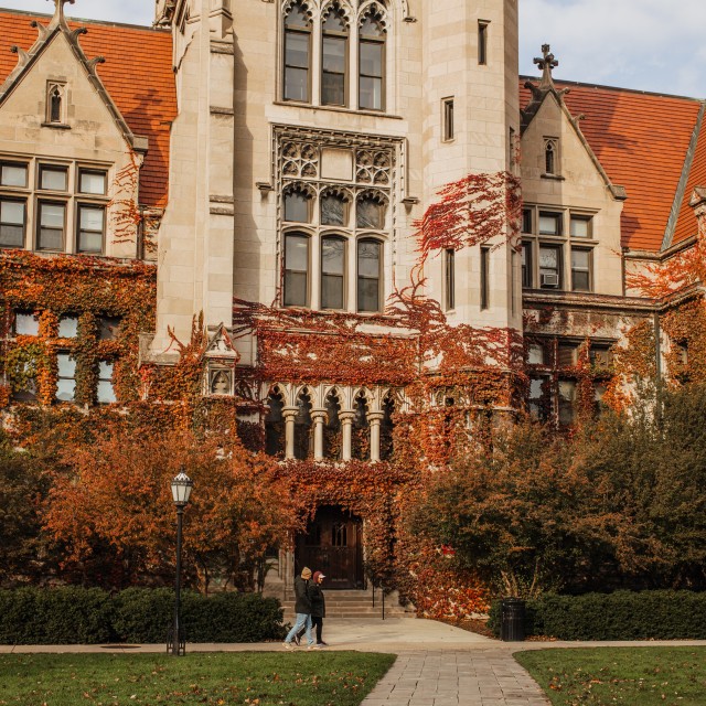 University of Chicago building in fall